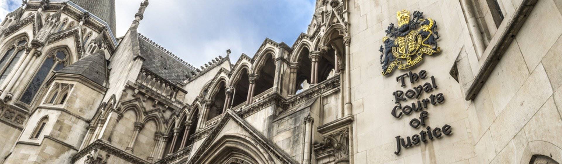 The Victorian Gothic style main entrance to the The Royal Courts of Justice
