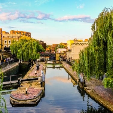 View of Regent's Canal and Camden Town in London