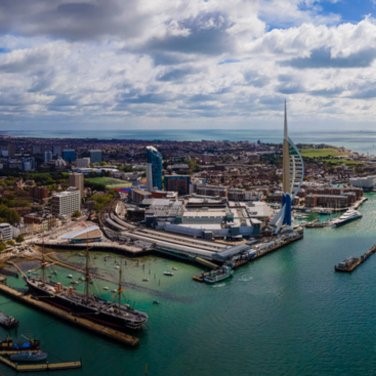 Aerial view of Portsmouth on a summers day