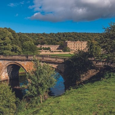 Arched Bridge over the River Derwent at Chatsworth House